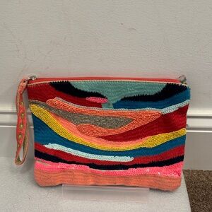 America & Beyond sequin beaded clutch wristlet